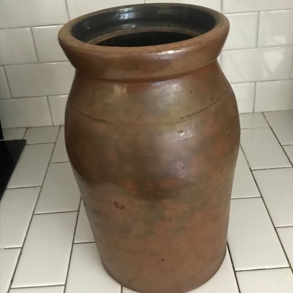 Antique Crock 2 Gallon 13"  Tall with #2 on the front farmhouse collectible 7 1/2" across the top very early piece