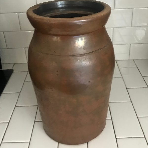 Antique Crock 2 Gallon 13"  Tall with #2 on the front farmhouse collectible 7 1/2" across the top very early piece