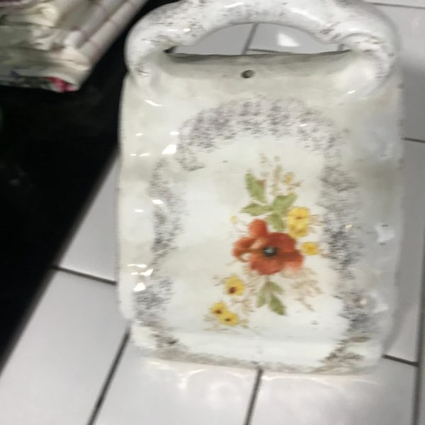 Antique turn of the century covered cheese dish collectible display farmhouse poppies and thistle made by Ludwig Wessel Germany