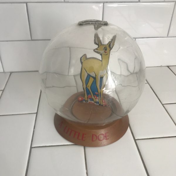 Antique Vic Moran Bubble Bank Glass a little Doe Inside is a neat deer  collectible farmhouse kids room laundry bedorom