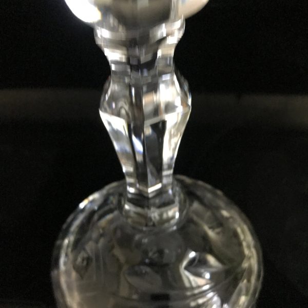 Beautiful large and very heavy etched crystal candlestick holder 10 1/4" tall paneled base etched large flowers
