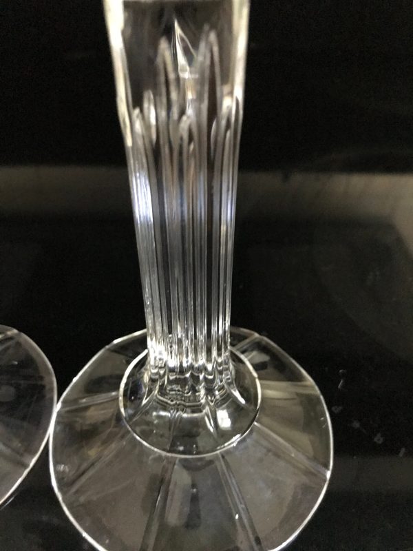 Mid Century Modern Ribbed crystal candlestick holders elegant cut crystal collectible display Pillar candlesticks Mod Retro Atomic