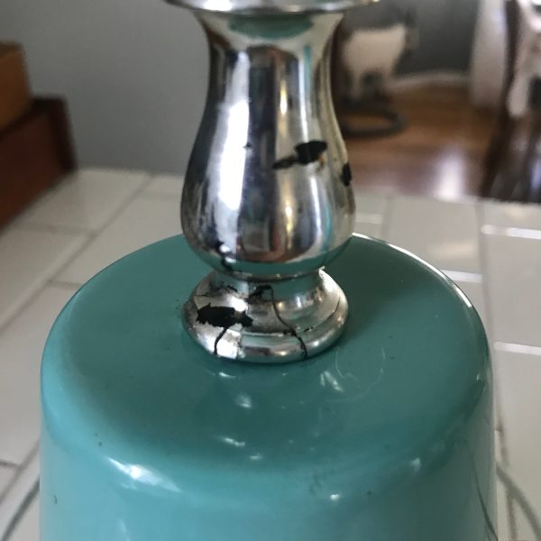 Pair of Lamps Mid Century Modern Aqua lamps with drum shades Collectible mod retro atomic display 26" tall