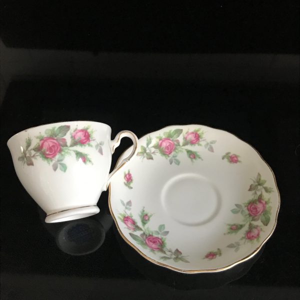 Vintage Colclough tea cup and saucer Pink roses England Fine bone china gold trim farmhouse collectible display collectible