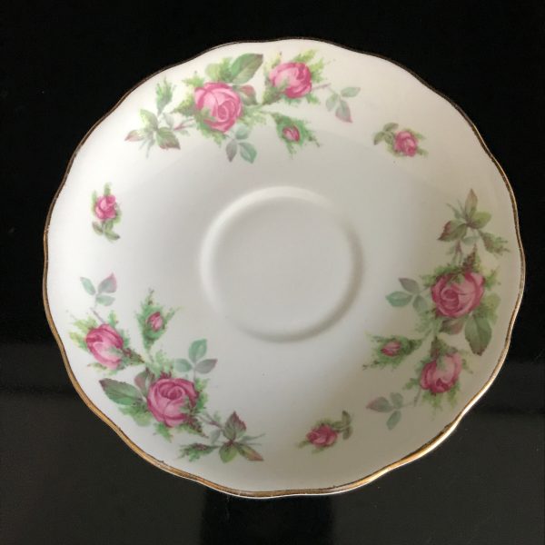 Vintage Colclough tea cup and saucer Pink roses England Fine bone china gold trim farmhouse collectible display collectible