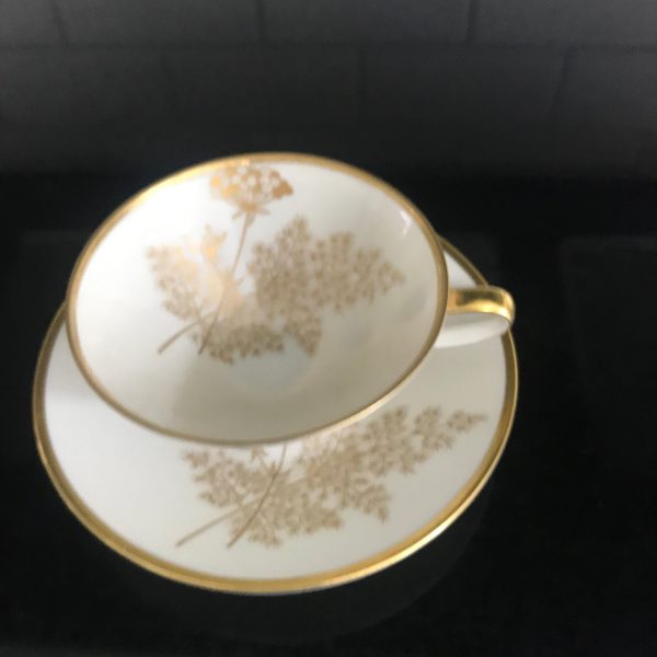 Vintage demitasse Jeager Bavaria Germany Gold on Ivory Queen Anne's Lace