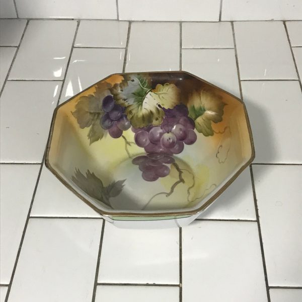 Vintage Hand painted Noritake Bowl Stunning display collectible farmhouse 1940's dining serving display Grapes and Leaves