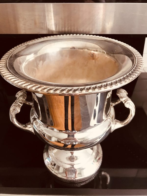 Vintage Ice Bucket F.B. Rogers Slverplate Silver plate Pedestal base Ornate handles rope rim and base collectble display entertaining