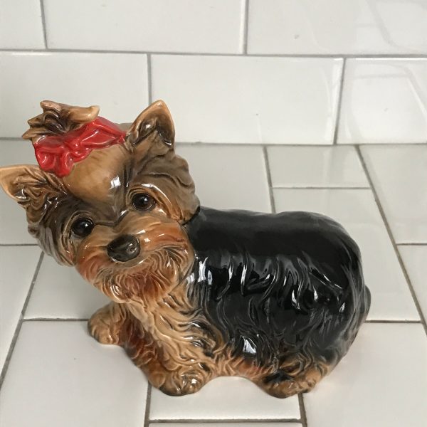 Vintage Large Yorkshire Yorkie terrier dog figurine Goebel Western Germany 6 1/4" tall collectible display home decor farmhouse  3003515