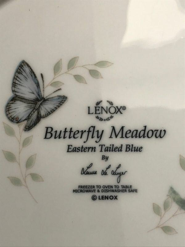 Vintage Lenox Plates Set of 4 Butterfly Meadow Eastern Tailed Blue Luncheon scalloped edges beautifulf floral collectible display