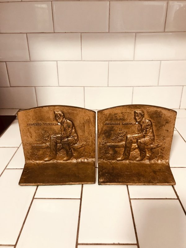 Vintage Metal Abraham Lincoln Bookends collectible display book shelf office living room
