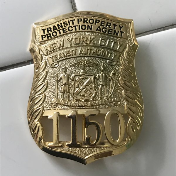 Vintage New York City Transit Authority Badge 1150 Transit Property Protection Agent  Gold large badge collectible NYPD