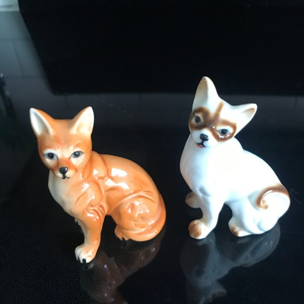 Vintage Pair of Cat Figurines Fine Bone China Quality cottage display farmhouse shabby chic collectible home decor crazy cat lady cat lover