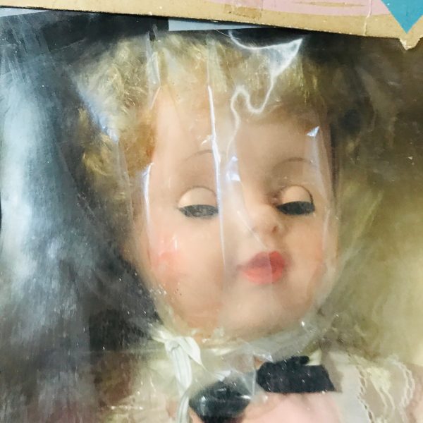 Vintage Susan Stroller Walking Doll 1954 original hang tag and box Doll unused New old stock 21" blonde curly hair blue eyes collectible