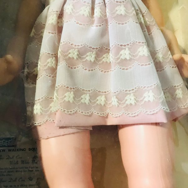 Vintage Susan Stroller Walking Doll 1954 original hang tag and box Doll unused New old stock 21" blonde curly hair blue eyes collectible