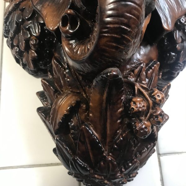 Vintage Wall Shelf Carved Wooden Elephant Very unique and detailed gold top shelf brown carvings collectible vintage home decor animals